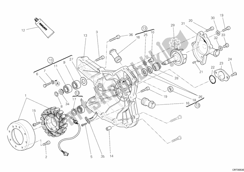 Toutes les pièces pour le Couvercle De Générateur - Pompe à Eau du Ducati Streetfighter S USA 1100 2010